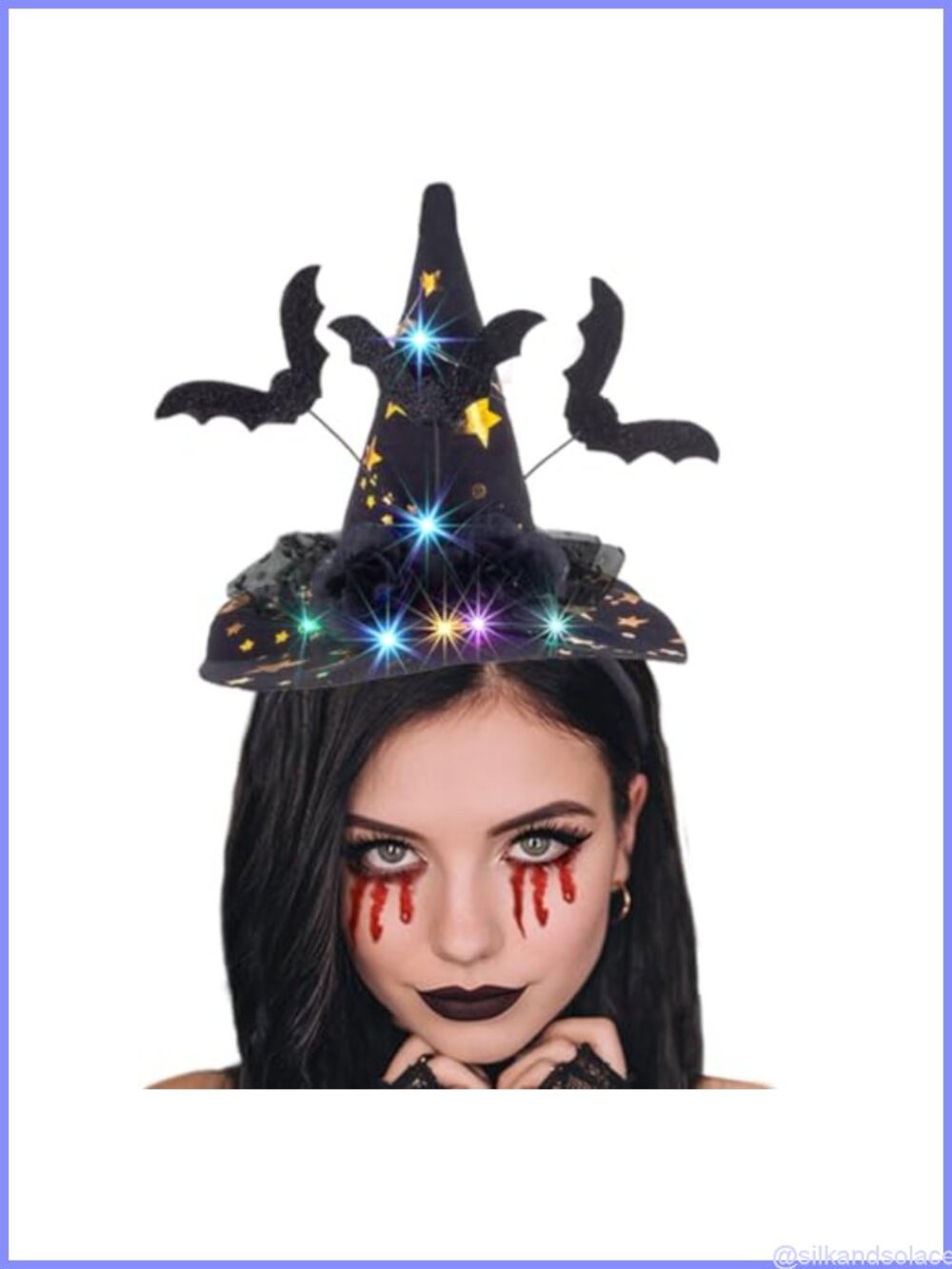LED Light Up Witch Hat Headband Halloween Costume Hair Accessory